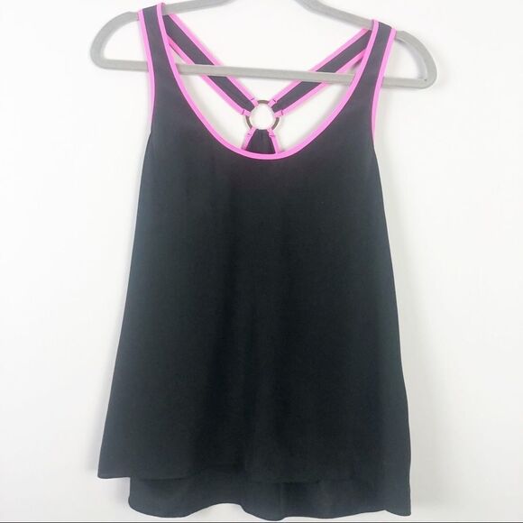 JUICY COUTURE | Black and Pink Silk Tank Top Ring Back Women’s Size Small - Picture 1 of 8